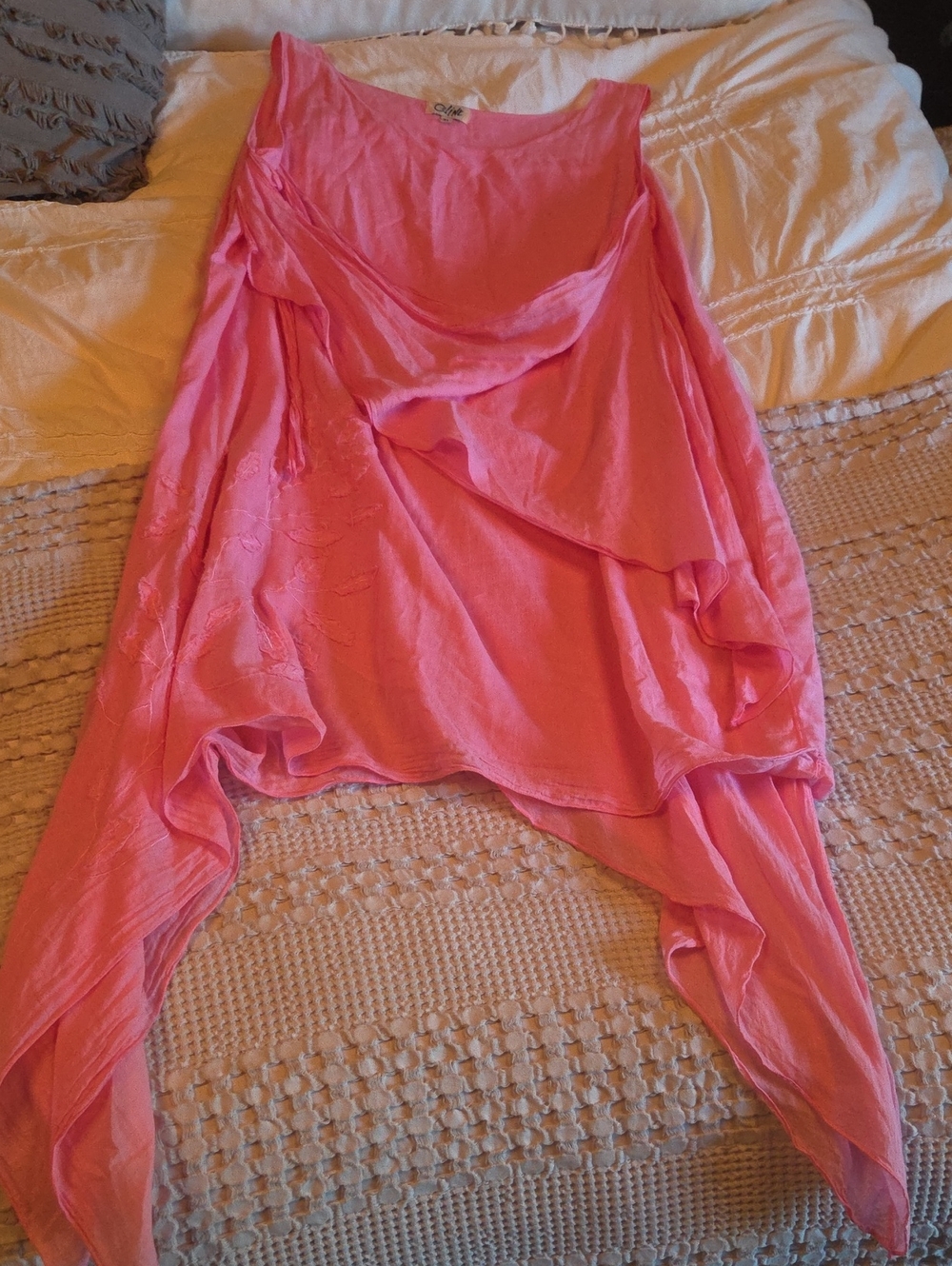 Women’s Pink Layered Asymmetric Dress Xl